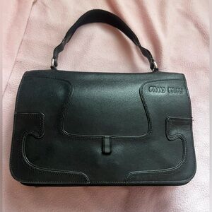 FW99 - Rare Miu Miu Black Leather & mesh structured Bag